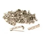 36 Nickel Plated Pin Backs Badges Broaches 27mm x 5mm