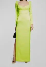 $2400 Alex Perry Women's Yellow Satin Sweetheart Bray Gown Dress Size 8
