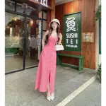 MAXI FOR THE BEACH,V 領長款喇叭形腰帶連衣裙,適合去海灘