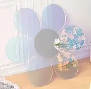 Iridescent Acrylic Mirror Wall Stickers, Self-Adhesive Colorful Mirror Wall Stickers Decals 3D Flexible Non Glass Wall Stickers DIY Art Murals, Home Wall Decoration for Living Room Bedroom (Flower)