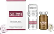 2Pcs Micro Infusion System for Face, Hyaluronic Acid Serum, Peptide Rejuvenating Skin Booster, Anti aging Microneedling Serum Facial Kit with 64-Pin Micro Needling Roller Head for Wrinkle Reduction