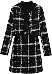 [UKTZFBCTW] Small Fragrant Style Dress for Women Spring and Autumn Skirt Two-Piece Set