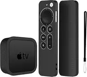 YIPINJIA Compatible for 2021 Apple TV 4K Siri Remote Cover,[2 in 1] with Silicone Protective TV Box Case for 2021 Apple TV 4K, Skin-Friendly/Anti-Slip/Shockproof (Black)