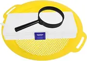 Levemolo 1 Set Portable Gold Panning Sieve with Fine Mesh Pan Durable Construction for Efficient Gold Extraction Includes Magnifier and Compartment Box for Outdoor Mining