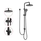 Decaura 10" 3-Mode Rain Shower Head Set Sliding Rail Dual Hose handheld Black