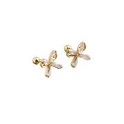 ANYCO Earrings Gold Plated European Romantic Bow Zirconia Spiral Bead Stud For Women Teen Fashion Stylish Accessories Jewelry Gifts