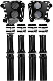 Motorcycle Black Chrome Pushrod Cover and Lifter Block Cover，Compatible with Harley Twin Cam （1999-2017）Dyna Softail Touring Road King Glide(Pushrod Cover A)