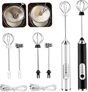 BRIGHTFUFU Milk Foam Machine Electric Hand Blender 2 Whisk Heads Low Noise for Coffee Latte Egg Portable