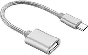 Uonlytech C to USB Adapter Cable Premium Braided Fast Data Transfer Charging Compatible with USB Devices Smartphones Laptops Tablets Silver