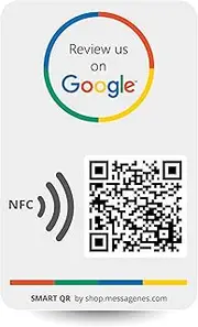 [MESSAGENES] Review Us on Google QR Code Stickers | Reusable Smart QR Code and NFC | 1 Rectangular Unit | Easy Reviews | Modify Link Whenever You Want | Google Decal for Business | Premium Materials