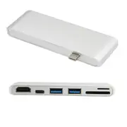 High Definition Multimedia Inte Hub PD HUB TYPE C To USB3.0 HUB USB3.1 Support SD And TF Card Reader SILVER COLOR