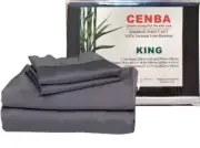 Bamboo Bed Sheet 4 Piece Bedding Set 100% Viscose from Bamboo Bed Sheet DarkGrey