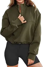 [INFITTY] Womens Long Sleeve Hoodies Casual Button Front Collar Pullover Sweatshirts Hooded Tops