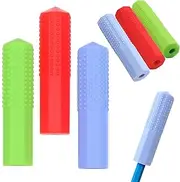 Pack of 3 Pencil attachments, chewable Pencil attachments, Sensory Pencil chew caps, Silicone chew caps in Rainbow Colours, for chewers with Special Oral Motor Needs