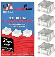 Clear Tall Square Adhesive Rubber Anti-Vibration Bumper Pads - Floor Protectors, Rubber Feet for Speakers, Electronics, Furniture, Appliances, Audio Equipment - 20 Pieces