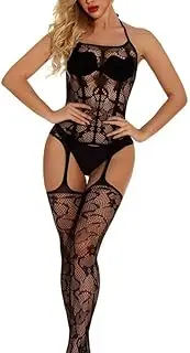 [Generic] Women's Mesh Lingerie Fishnet Mini Dress Free Size Bodysuit See Through Shirts