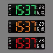 LED Digital Wall Clock Temperature Date Display Alarm Clock Home Decor W/ Remote