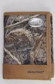 ZEP-PRO LSU Tigers Realtree Camo Trifold Leather & Nylon Wallet TIN GIFT BOX