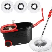 PULNDA 360° Spin Mop and Bucket with Wringer Set on Wheels Floor Cleaning System