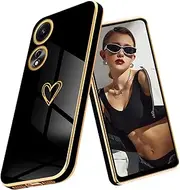 [Tawarror] For Oppo A78 5G Case, Mobile Phone Case Oppo A78 5G Gold Love Heart Electroplated Cute Heart Pattern Girl Case Camera Protection Silicone Slim Shockproof Scratch-Resistant Protective Case for