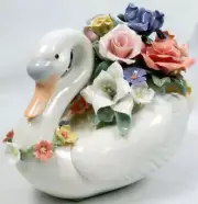 San Francisco Music Box Swan Basket 83-72727-4-00 Swan Lake Song NIB Ceramic