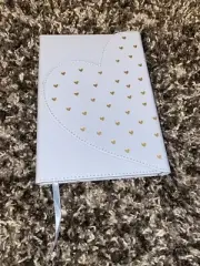 Dayna Lee Collection,Light Blue Heart Faux Leather, Lined Notebook With Ribbon
