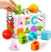 Baby Sensory Shape Sorter Blocks Toy, Activity Cube, Montessori Educational Learning Fine Motor Skills Toys for Babies Toddlers