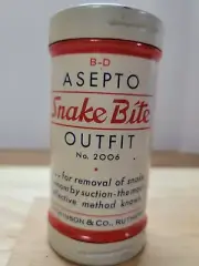 Vintage Asepto Snake Bite Kit, Contents Metal Tin No 2006 Sold As Display Piece