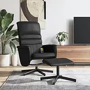 Massage Recliner Chair for Living Room with Footstool, Padded Faux Leather Sofa Reclinable, Modern Single Lounge Chair for Small Space, Grey - Dark Gray