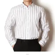 Wide Collar Stripe Men's Fall Shirt