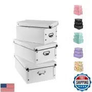XUCHUN Decorative Storage Box with Lids,Set of 3 Waterproof Foldable Plastic