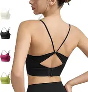 [WWPriseup] Sports Bras, U Neck Wireless Spaghetti Straps Breathable Running Bra, Gym Yoga Running Workout Top for Womens,S,Black