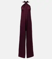 [Stella McCartney] Stella McCartney Embellished halterneck satin jumpsuit AU 16 burgundy