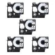 5* Black on Clear label tape 12mmx7m For DYMO D1 45010 LabelManager 200 400 450D