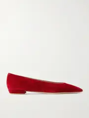 [Gianvito Rossi] Gianvito Rossi - Amelia Suede Point-toe Flats - Red - IT38.5 IT 38.5 Red