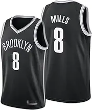 [DBYQ] Patty Mills Men's Basketball Jersey, Brooklyn Nets #8 Mills Jersey, 2021-22 New Season Fans Edition Sleeveless Shirt Summer Fitness Sports Vest Black B-M