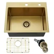 Jshozzy Gold Bar Sink, 20" x 16" Drop in Kitchen Sink 16 Gauge Stainless Stee...