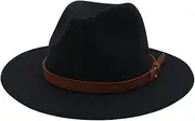 [Tadill] Fedora Hat Felt Hat Retro Wide Brim Fashionable Soft Classic for Men Women Jazz Hat Felt Panama Hat for Cosplay Stage Performance, Black