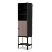 Costway 146 cm Tall Bathroom Cabinet Slim Cupboard Storage Organizer Adjustable Shelf Black