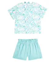 [Il Gufo] Il Gufo Printed cotton T-shirt and shorts set Y 12 blue