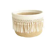 Storage Basket No Sharp Corners Large Capacity Cotton Line Towels Small Debris Storage Basket for Bedroom-Brown High Type