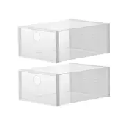 2pcs Premium Shoe Box Sneaker Display Storage Case Clear Plastic Boxes Side Stackable