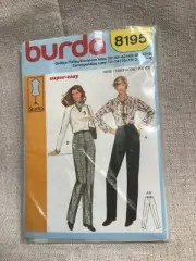 Burda Sewing Pattern 8195 Pants Size 12 - 16 Uncut FF