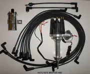 small cap MOPAR 73-78 400 BLACK HEI Distributor + Spark Plug Wires + Chrome Coil