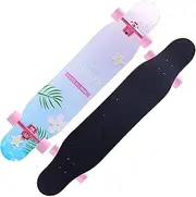 Sports Complete Longboard, ABEC-11 Silent High-Speed Bearing 46.5 Inches 7-Layer Maple Blossom Pattern Skateboard Suitable for Young Adults
