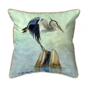 Betsy Drake Balancing Heron 18x18 Large Indoor Outdoor Pillow