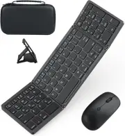Foldable Keyboard and Mouse for Laptop, Travel Bluetooth Folding Black