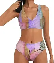 [Generic] Ladies Sling High Waist Shorts Costume 2 Piece Swimsuit Women Split Womens Swimming Suits 1x