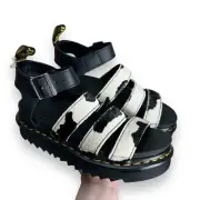 NWT Dr. Marten’s Blaire Cow Print Hair On Strappy Sandals Size Women’s 7