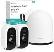 [WUUK] 2K Battery Operated Outdoor Security Camera Wireless, No Subscription, Wi-Fi Surveillance Home Security Camera System with Base Station, 32GB Free Local Storage, IP67, Compatible with Alexa